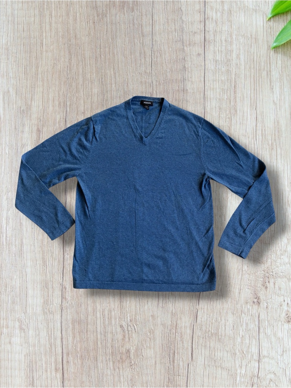 Alfani Men’s Sweater Blue V-Neck Cotton Sweater Size L